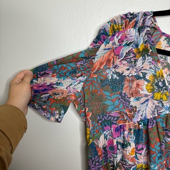 Anthropologie Womens XS Akemi + Kin Multicolor Valencia Floral V Neck Dress - Picture 8 of 16